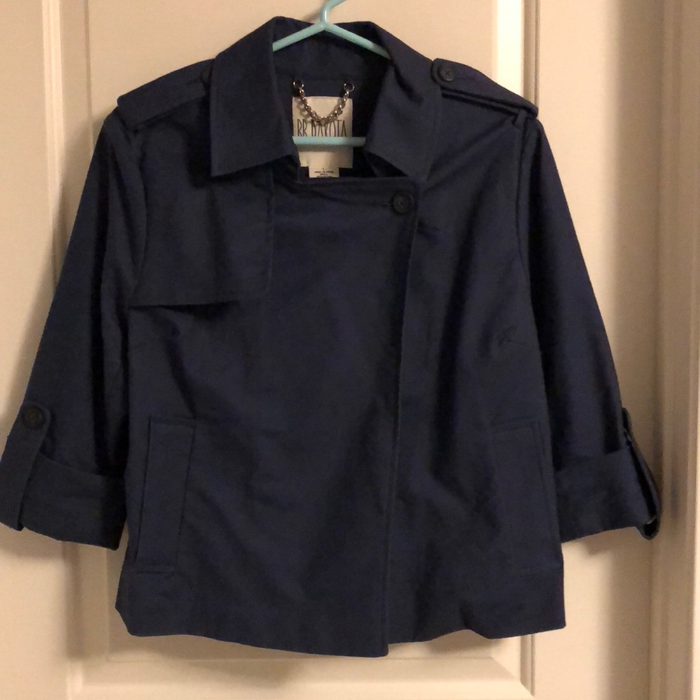 Blue, top button jacket with 3/4 sleeves